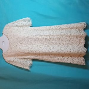 Jessica Howard Ivory Lace Mini Dress Frayed Hem & Sleeve. 8